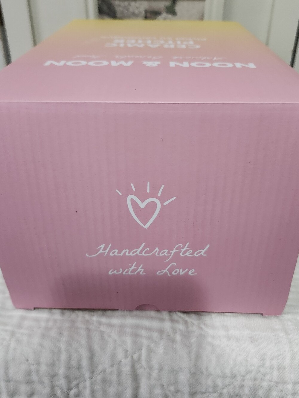 Noon & Moon Pink & White Striped Ceramic Pitcher New In Box Retail $98 - Picture 11 of 12